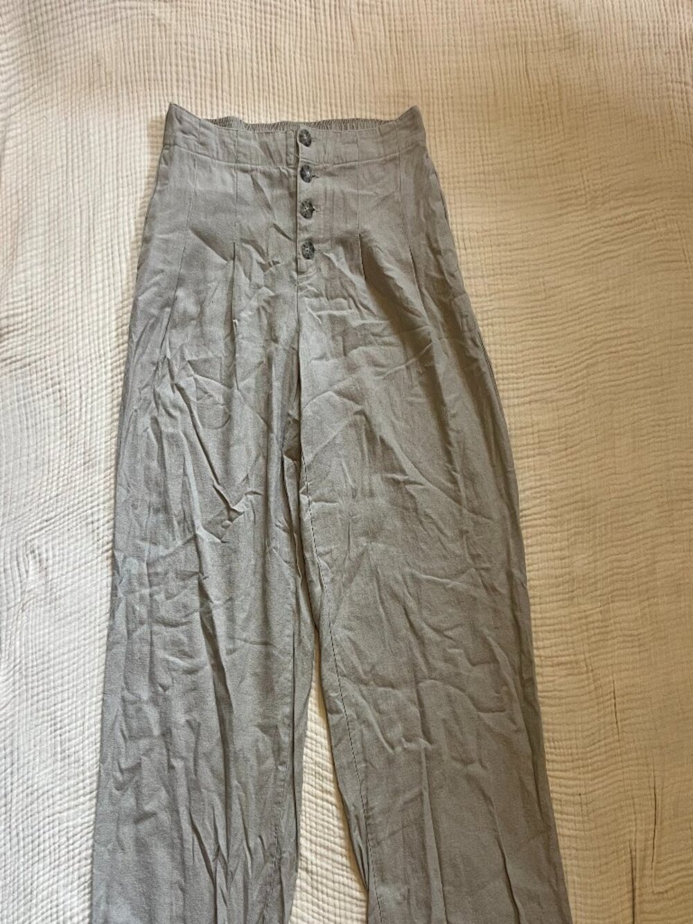 Linen blend wide leg low rise pants